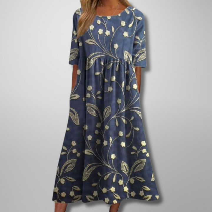 Eliana | Abito midi floreale dalla linea fluida