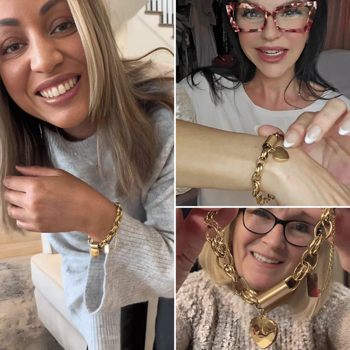 Bracciale spesso a cuore in oro