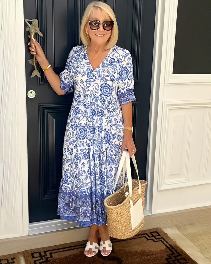 Giada | Abito maxi floreale con scollo a V