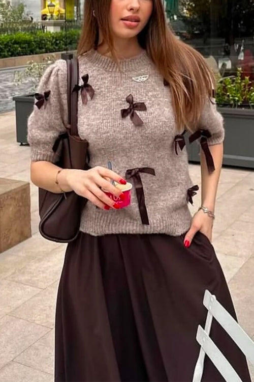Gemma | Maglione a maniche corte con fiocchi