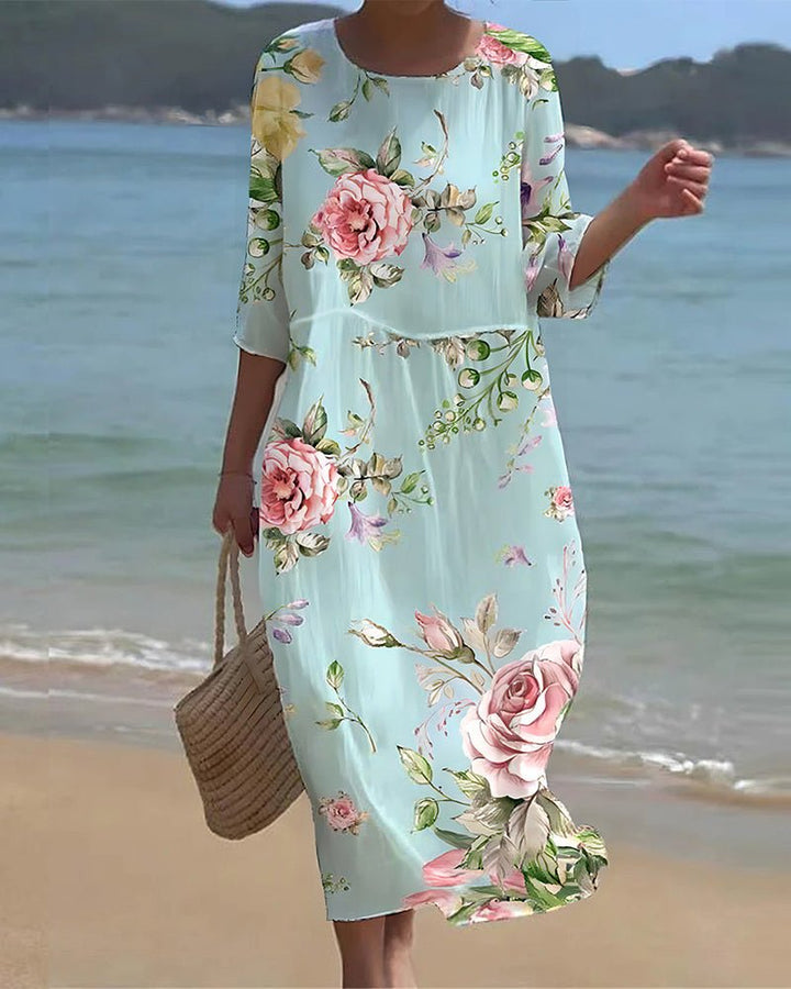 Filomena | Abito lungo floreale con tasche