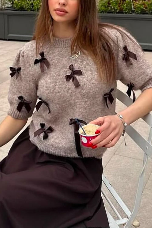 Gemma | Maglione a maniche corte con fiocchi
