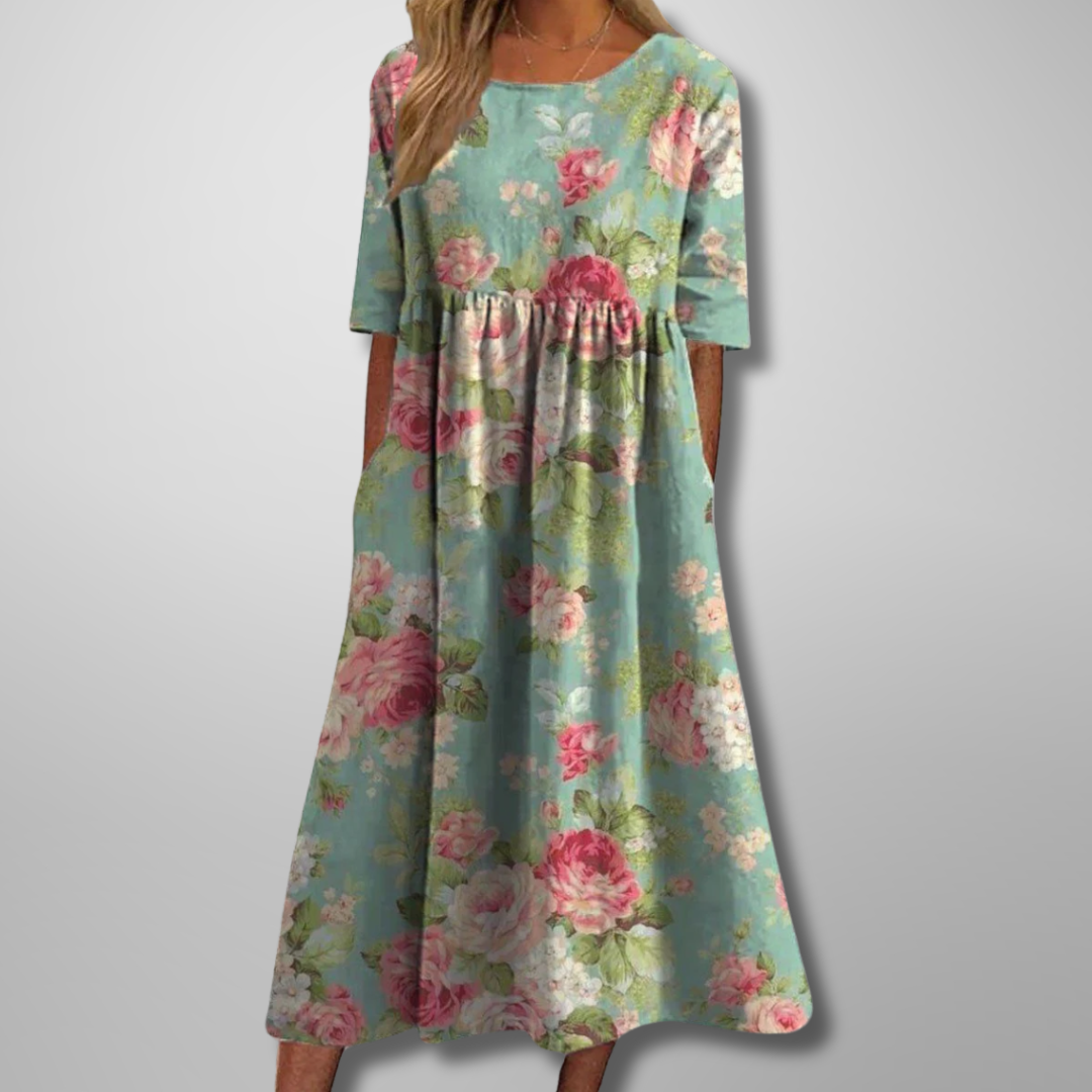 Eliana | Abito midi floreale dalla linea fluida