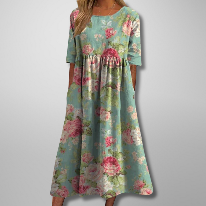 Eliana | Abito midi floreale dalla linea fluida