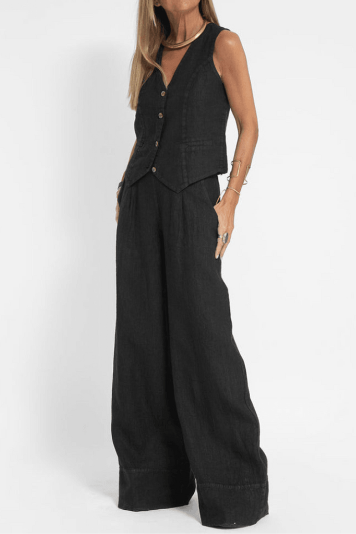 Viola | Completo con gilet e pantalone a gamba larga