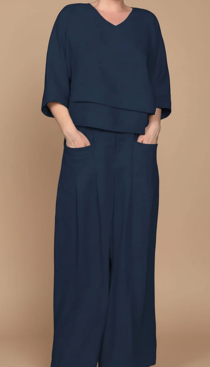 Veronica | Completo in lino con scollo a V