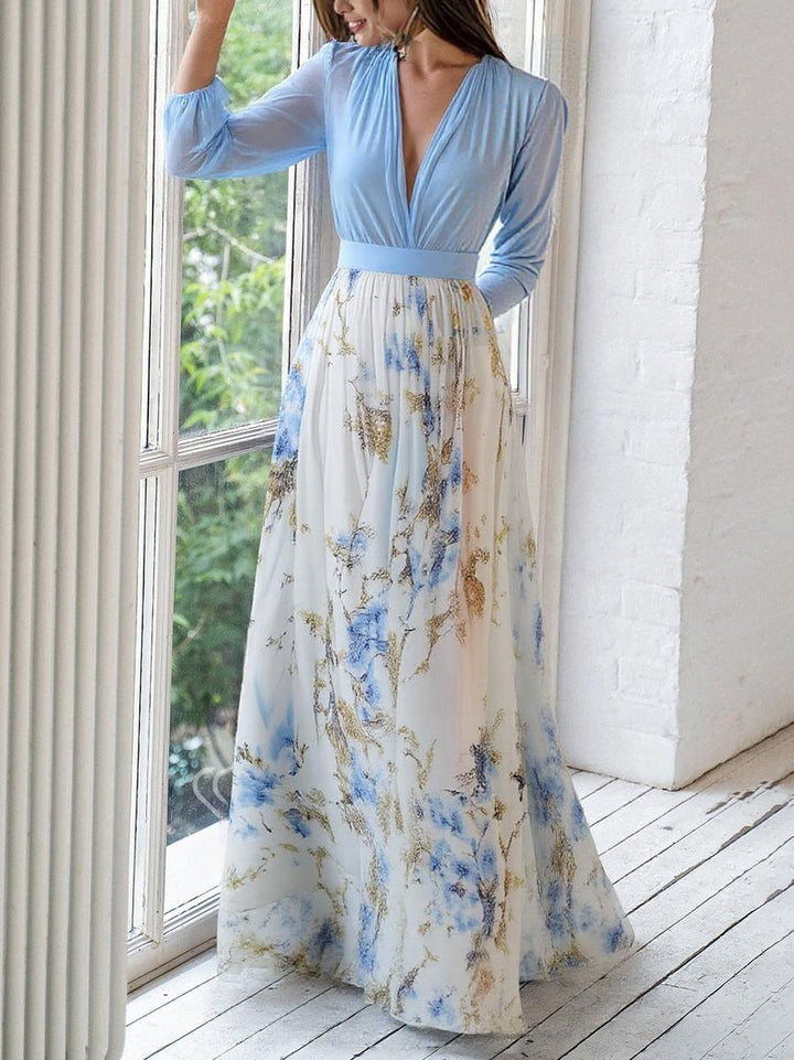 Marilena | Abito maxi floreale con scollo a V