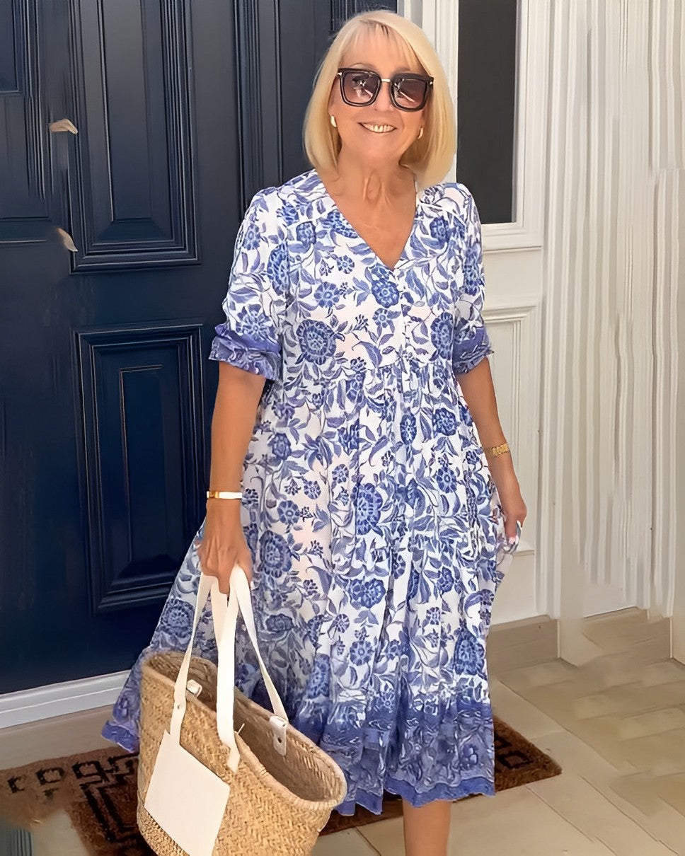 Giada | Abito maxi floreale con scollo a V