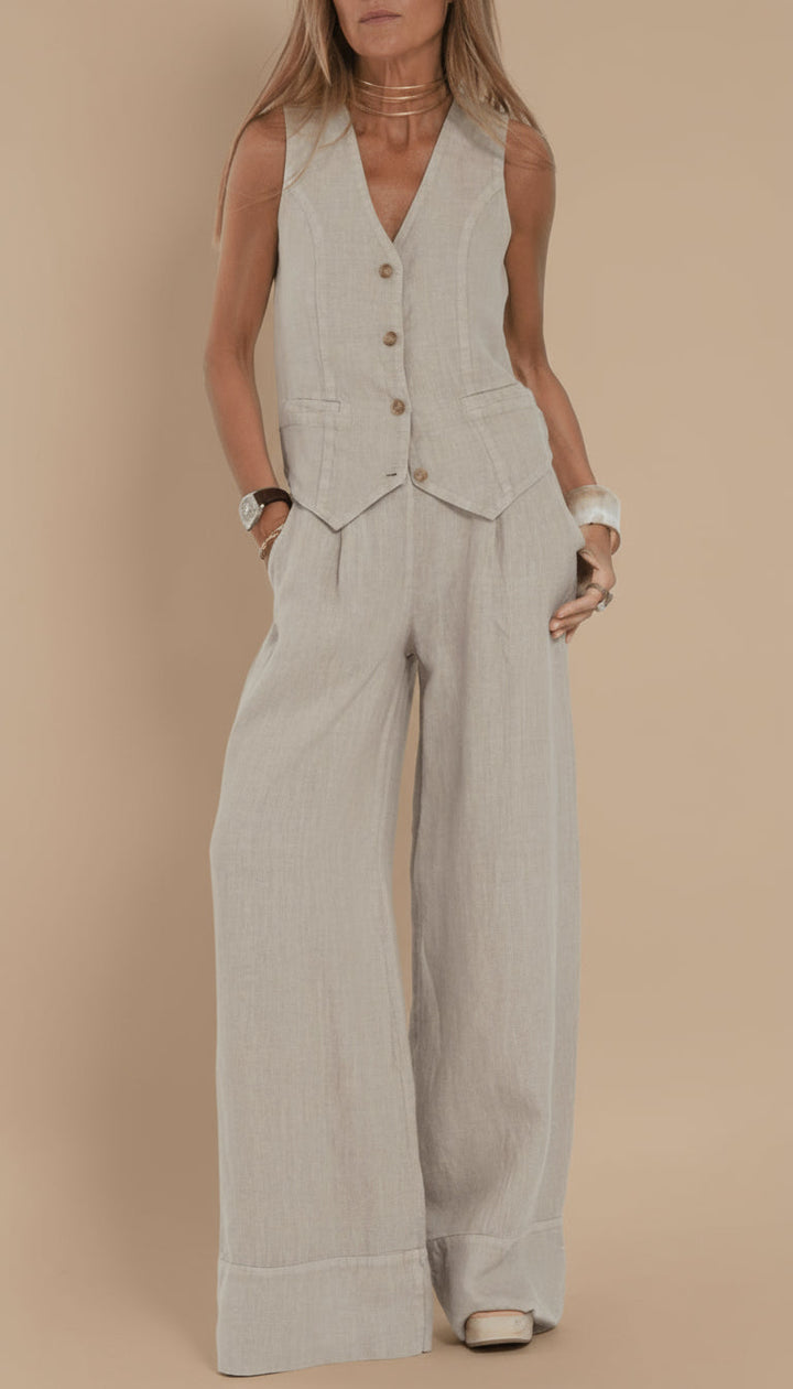 Viola | Completo con gilet e pantalone a gamba larga