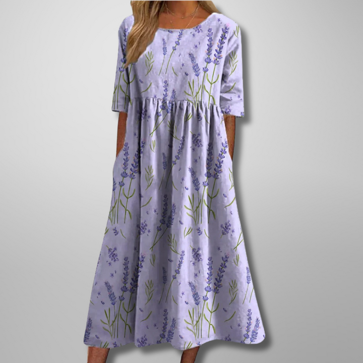 Eliana | Abito midi floreale dalla linea fluida