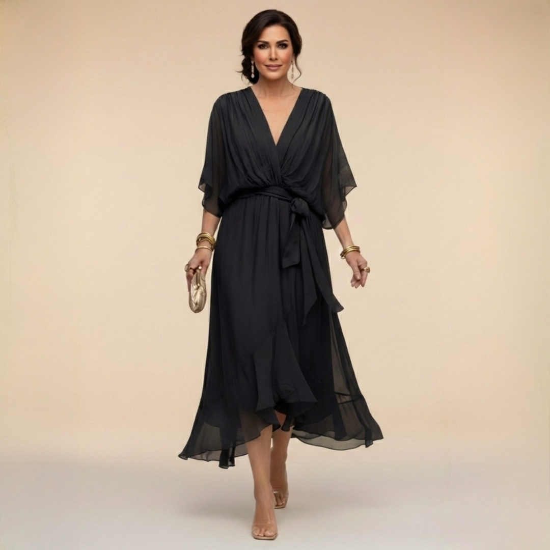 Alessia | Abito in chiffon con scollo a V