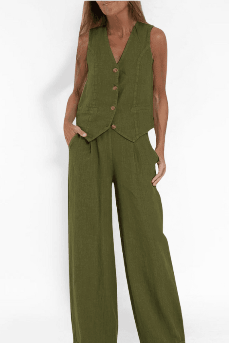 Viola | Completo con gilet e pantalone a gamba larga