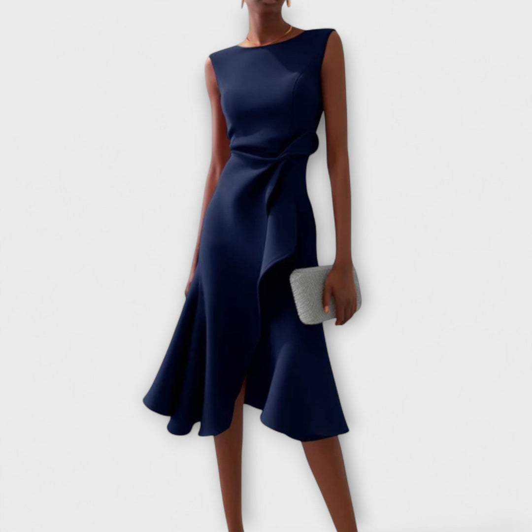 Cosima | Abito midi drappeggiato con orlo asimmetrico
