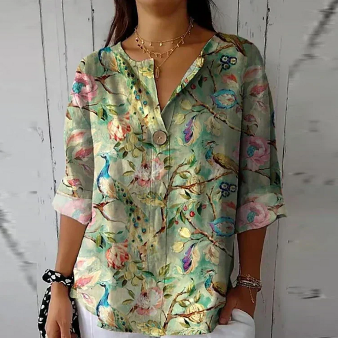 Quintina | Blusa floreale con scollo rotondo