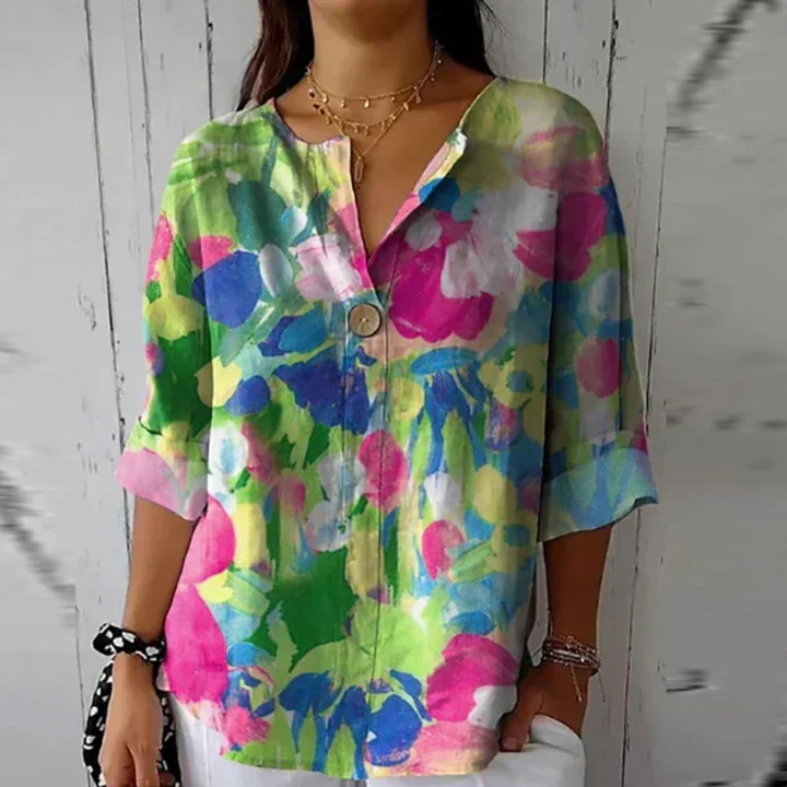 Quintina | Blusa floreale con scollo rotondo