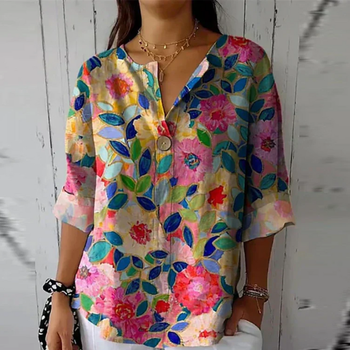 Quintina | Blusa floreale con scollo rotondo