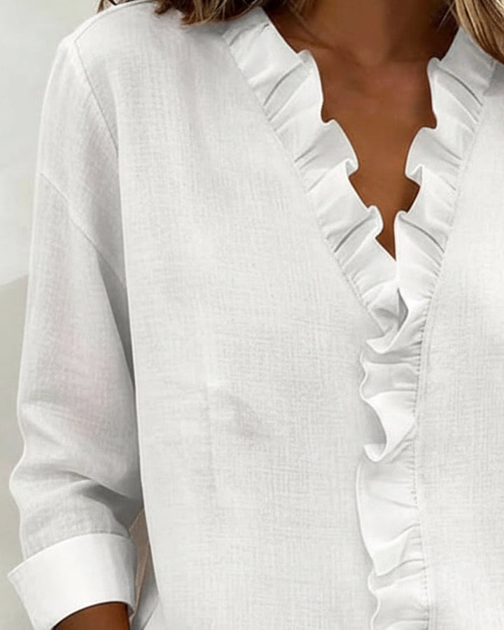 Gelsomina | Blusa con scollo a V e volant
