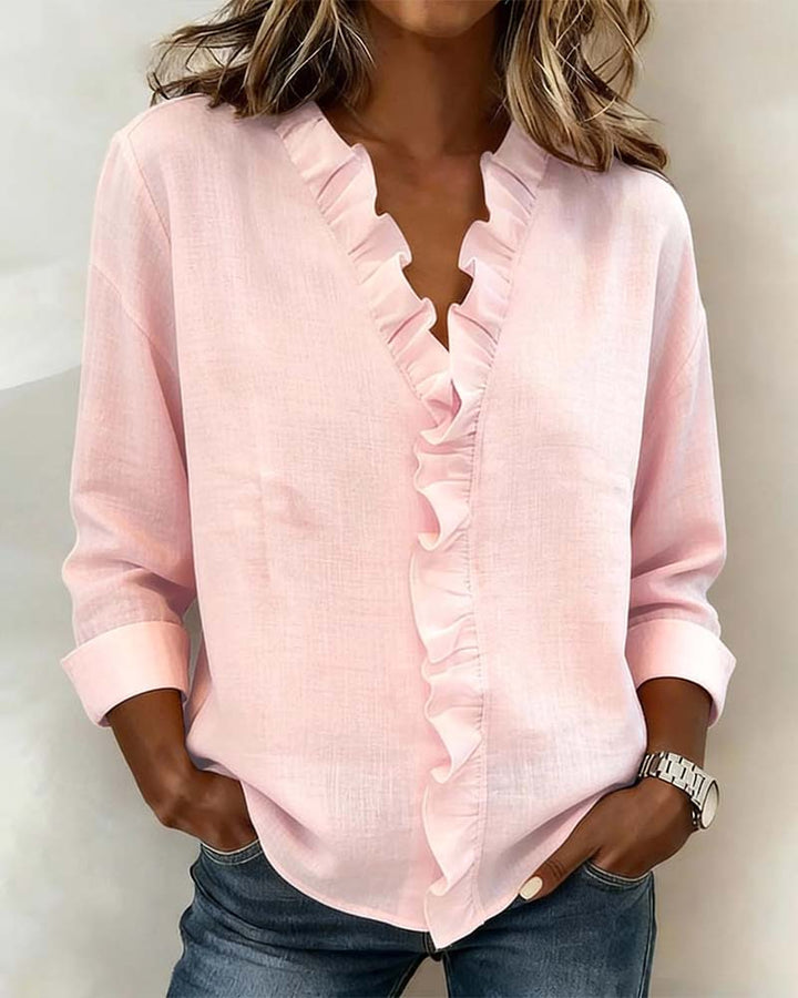 Gelsomina | Blusa con scollo a V e volant