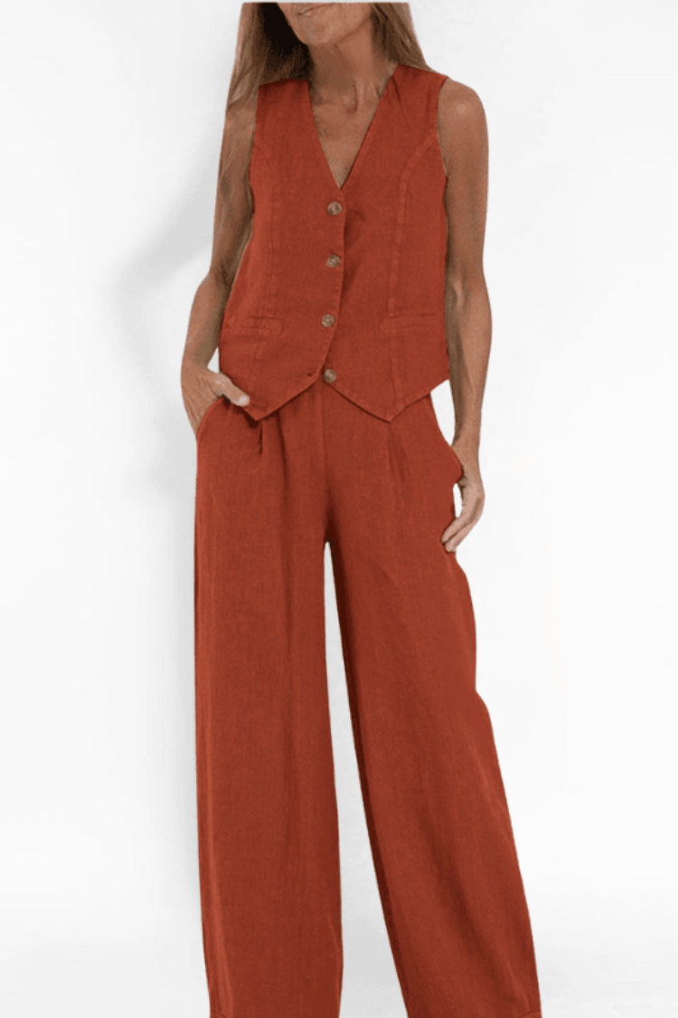 Viola | Completo con gilet e pantalone a gamba larga