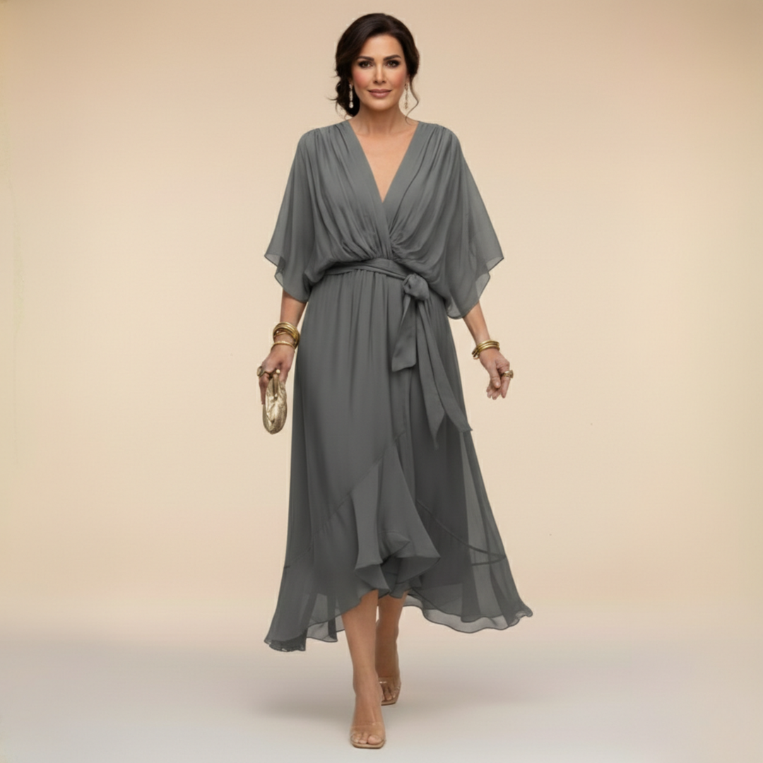 Greta | Abito in chiffon con scollo a V