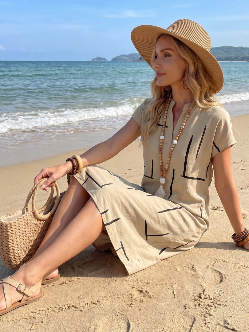 Livia | Abito midi con stampa astratta