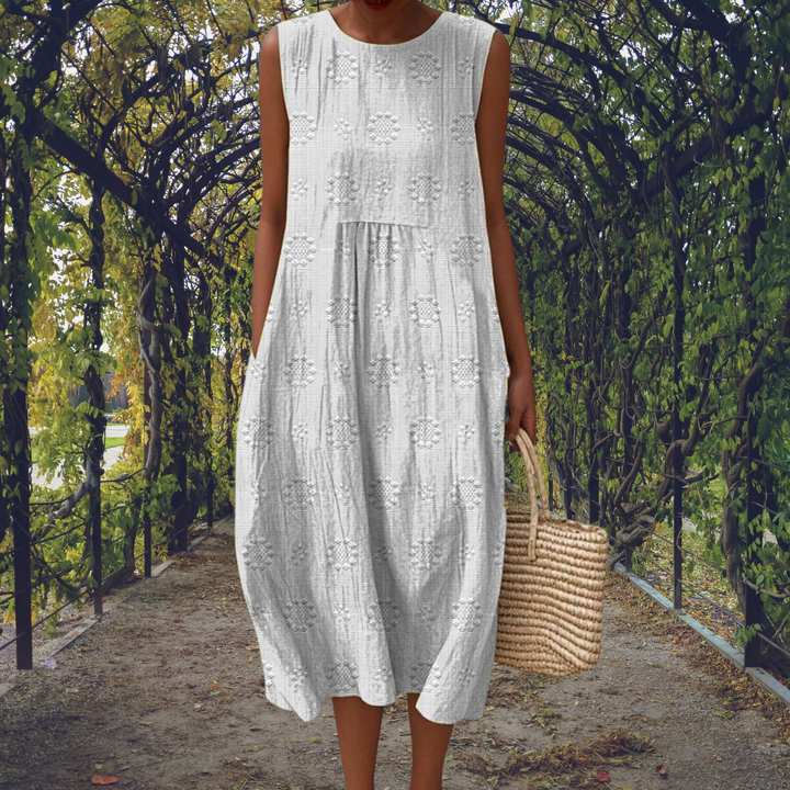 Marcella | Abito midi floreale senza maniche