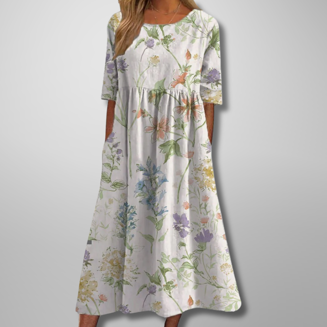 Eliana | Abito midi floreale dalla linea fluida