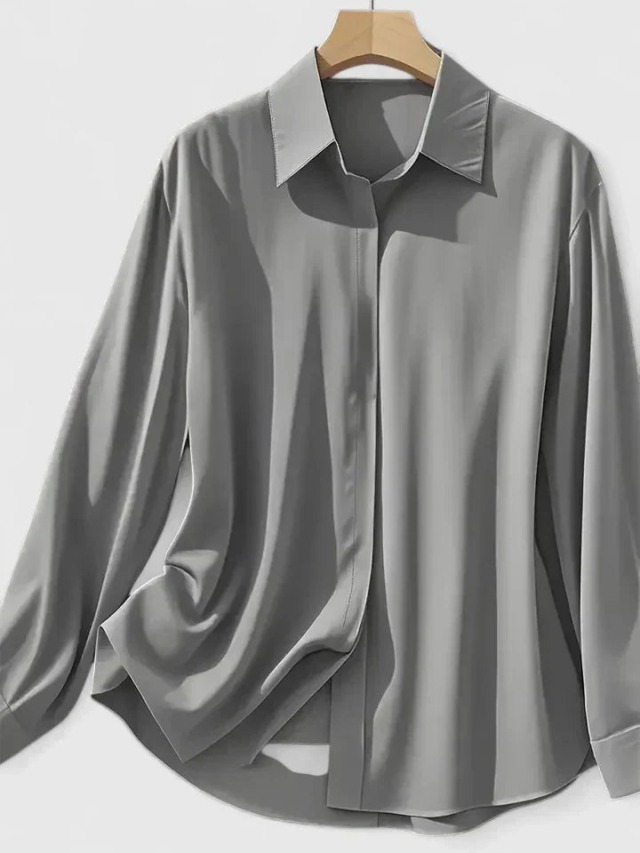 Adelaide | Blusa satinata con colletto e bottoni nascosti