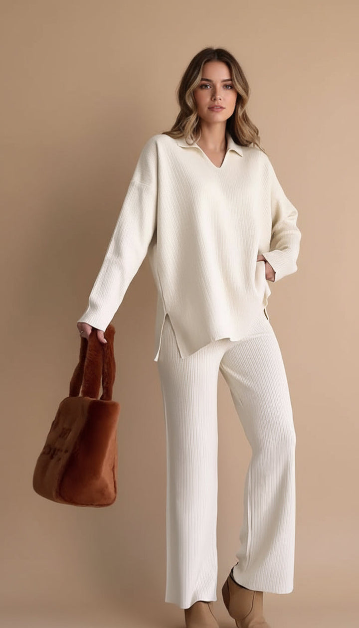 Stella | Completo con scollo a V e pantalone ampio
