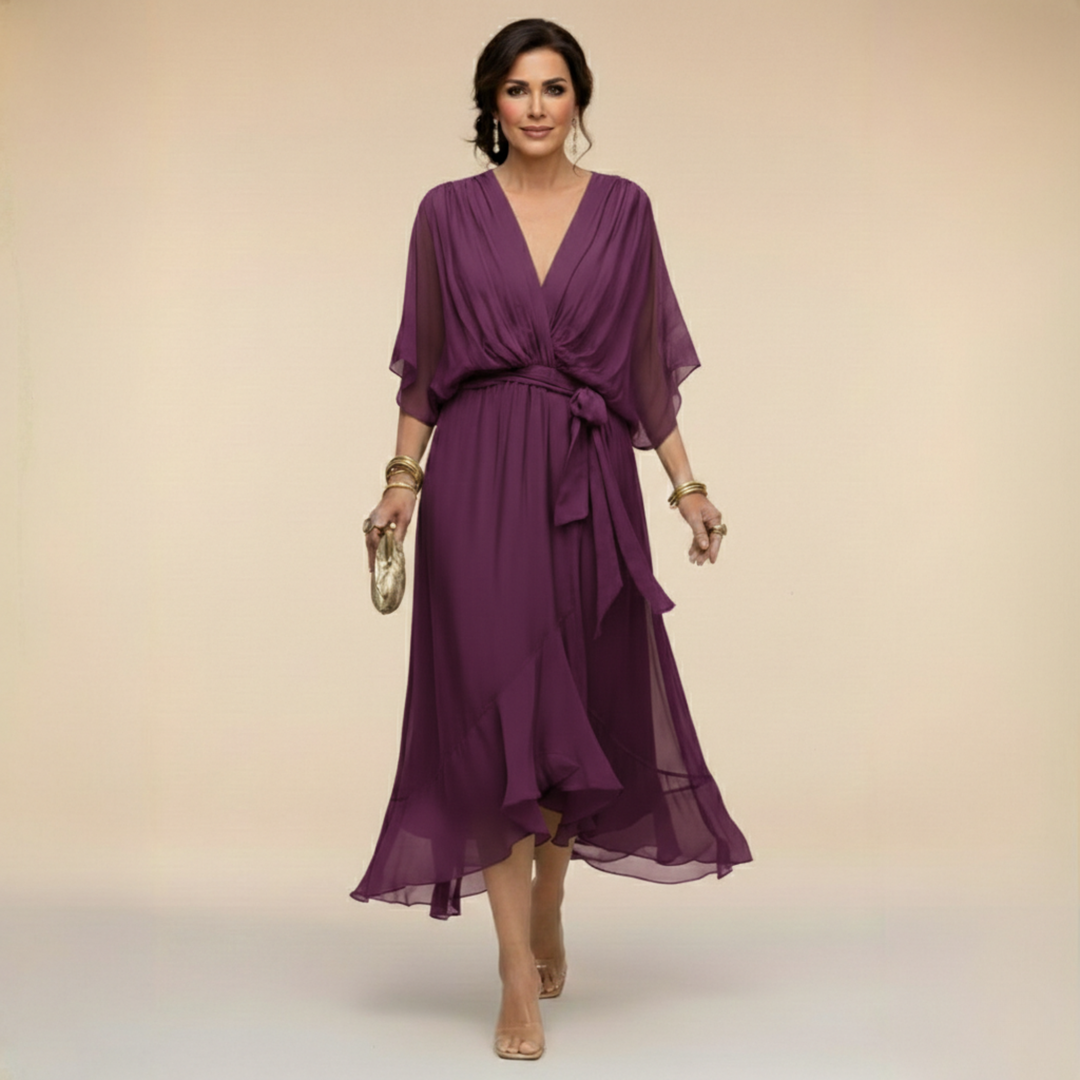 Greta | Abito in chiffon con scollo a V