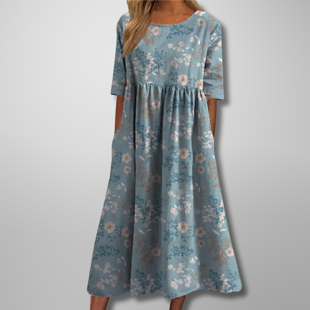Eliana | Abito midi floreale dalla linea fluida