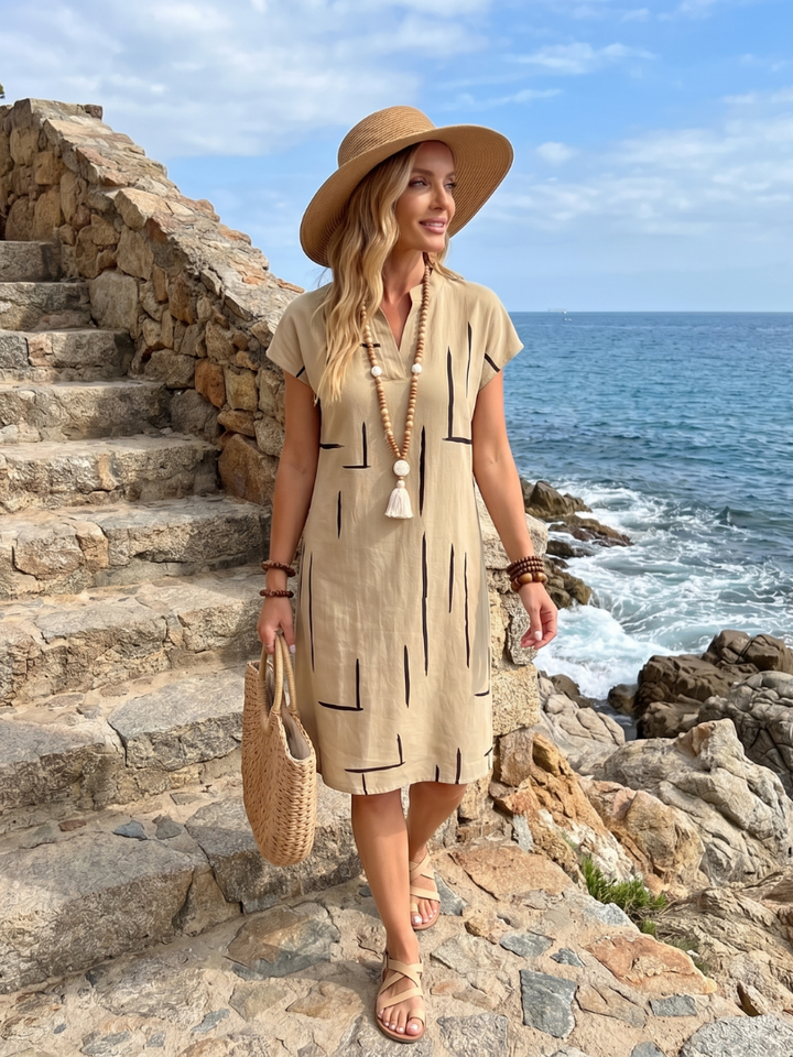 Livia | Abito midi con stampa astratta