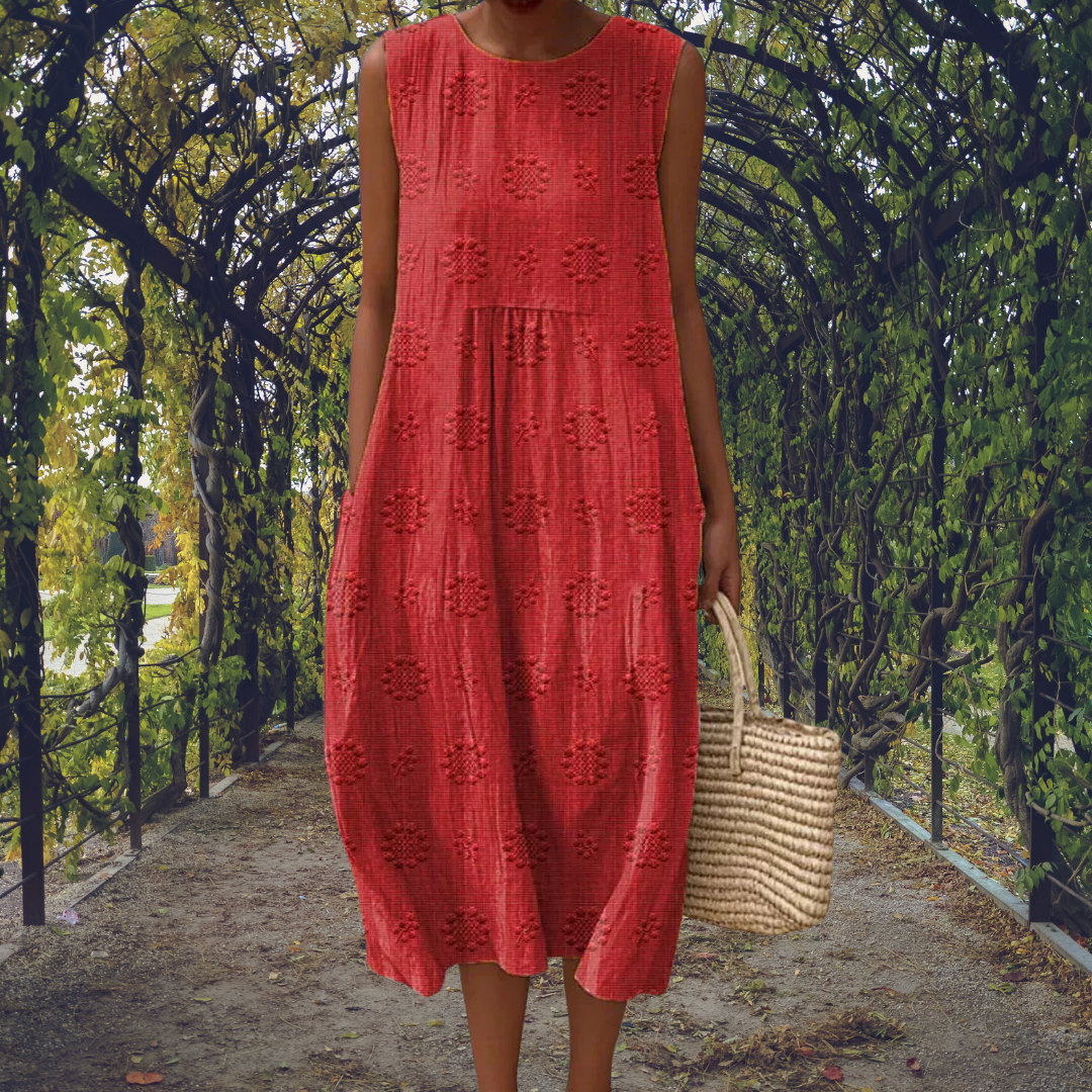 Marcella | Abito midi floreale senza maniche