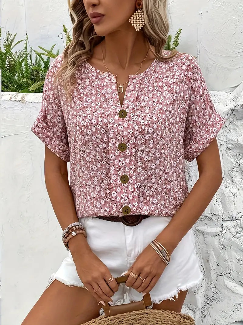 Gilda | Blusa floreale con bottoni