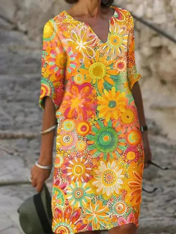Ester | Abito midi floreale con scollo a V