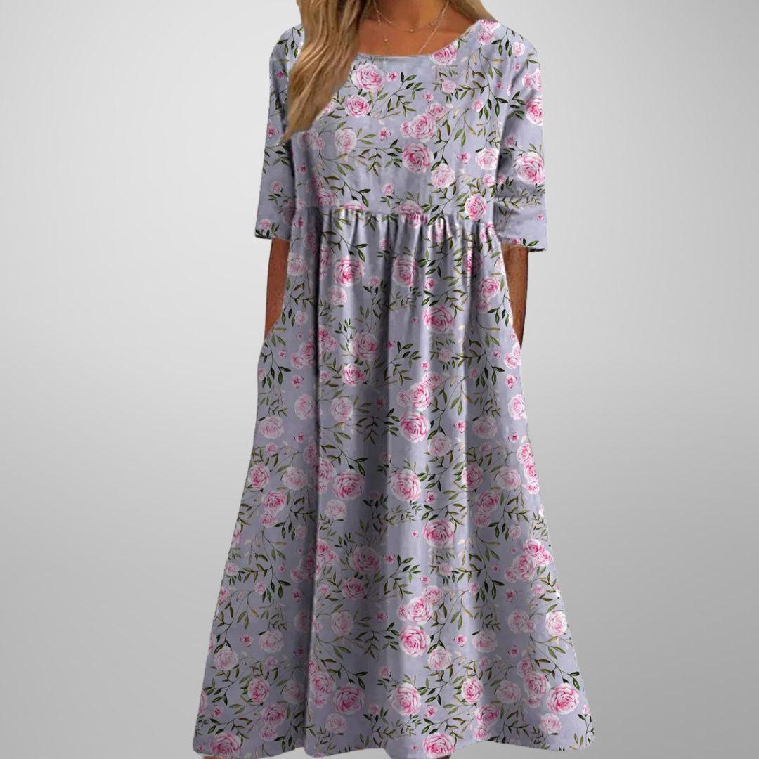 Eliana | Abito midi floreale dalla linea fluida