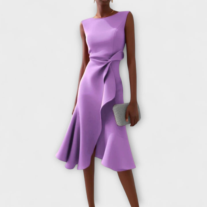 Cosima | Abito midi drappeggiato con orlo asimmetrico
