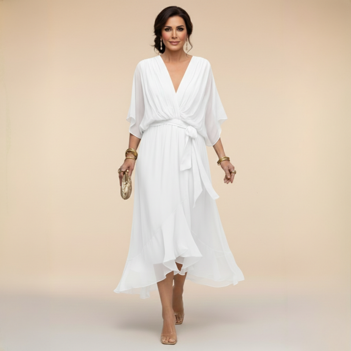 Alessia | Abito in chiffon con scollo a V