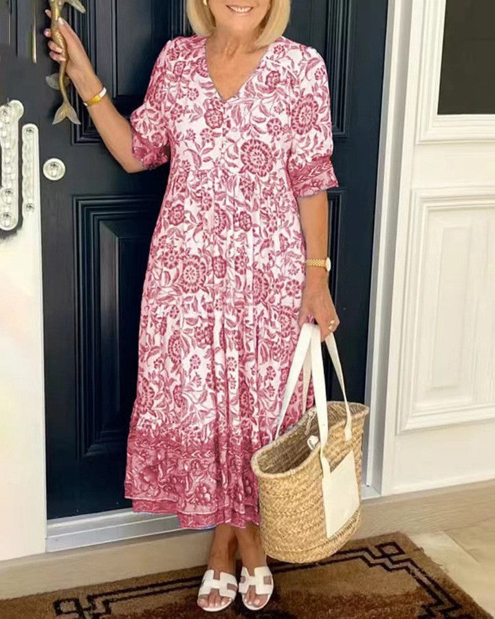 Giada | Abito maxi floreale con scollo a V