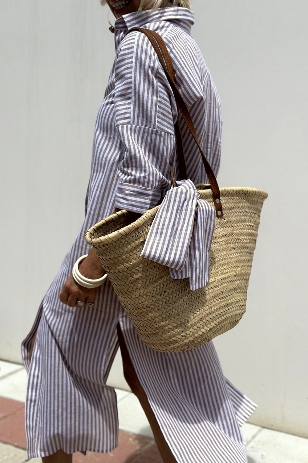 Rosaria | Abito camicia a righe con scollo a V