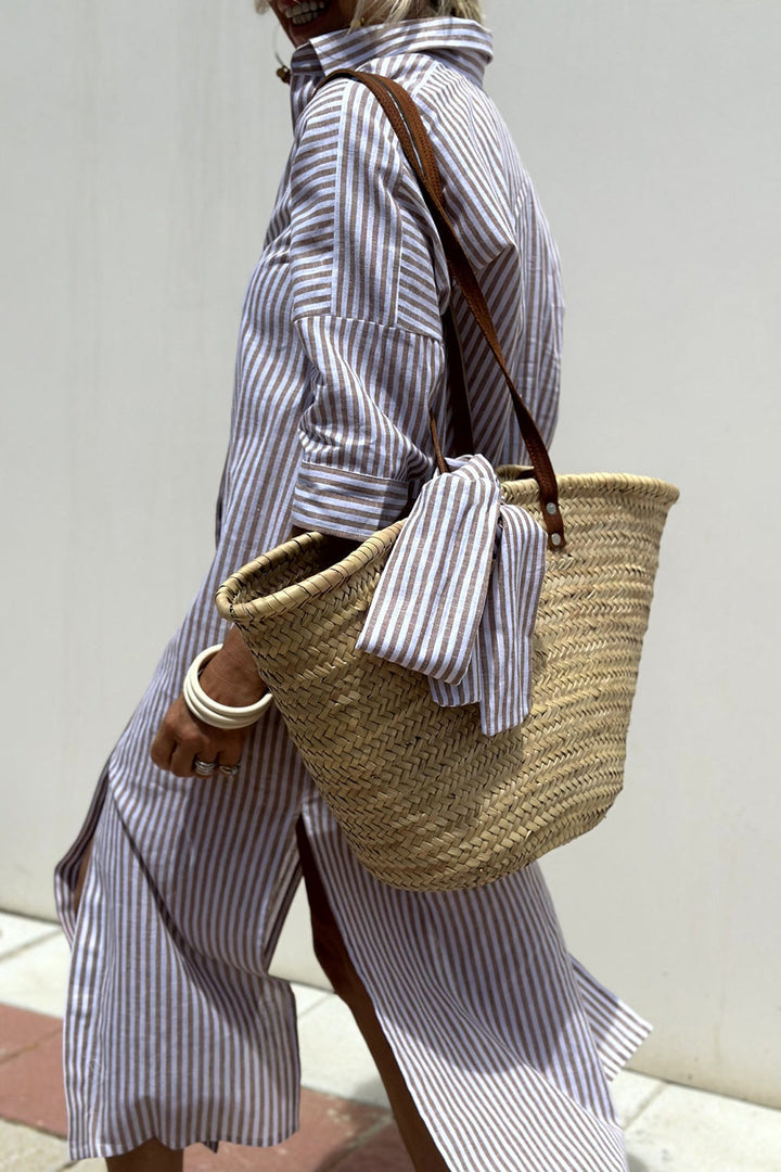 Rosaria | Abito camicia a righe con scollo a V