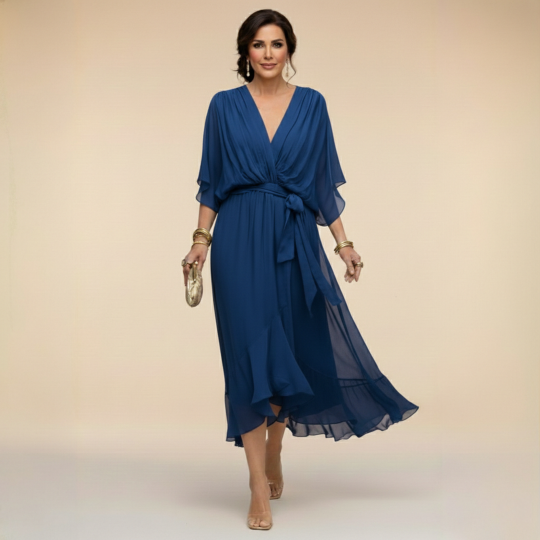 Greta | Abito in chiffon con scollo a V