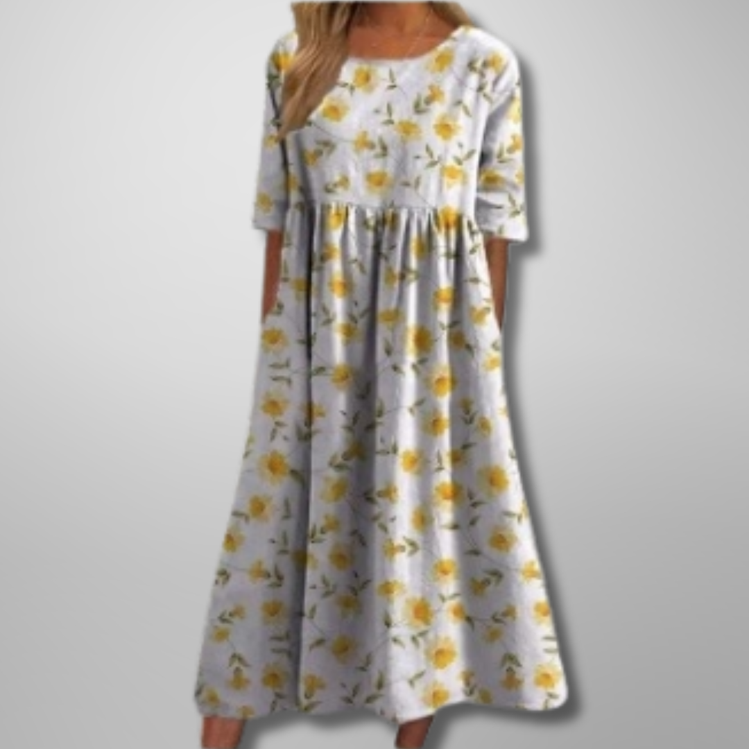 Eliana | Abito midi floreale dalla linea fluida