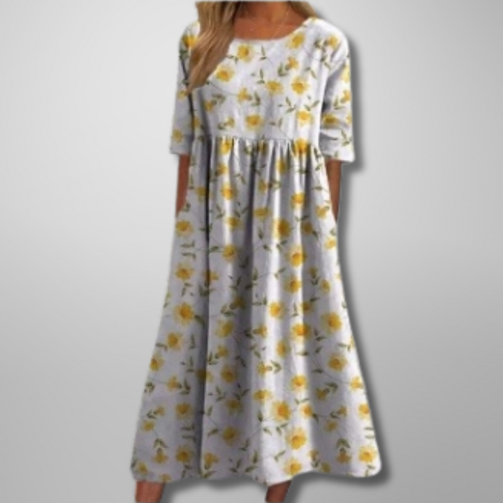 Eliana | Abito midi floreale dalla linea fluida
