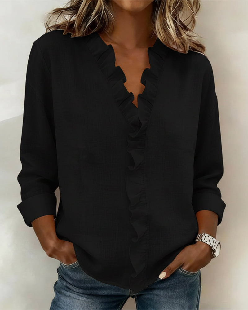 Gelsomina | Blusa con scollo a V e volant