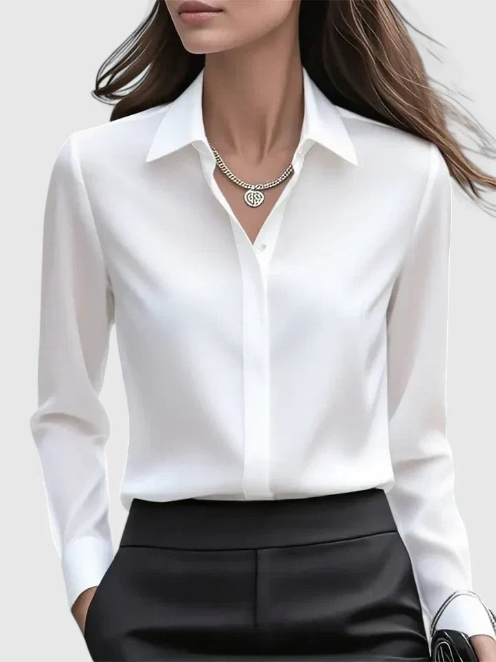 Adelaide | Blusa satinata con colletto e bottoni nascosti
