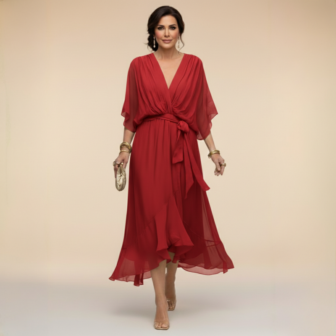 Alessia | Abito in chiffon con scollo a V