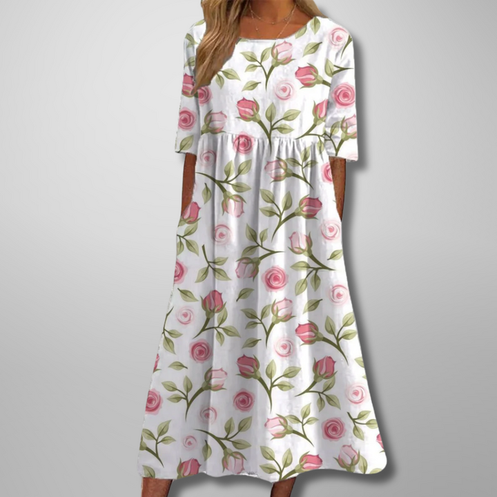 Eliana | Abito midi floreale dalla linea fluida