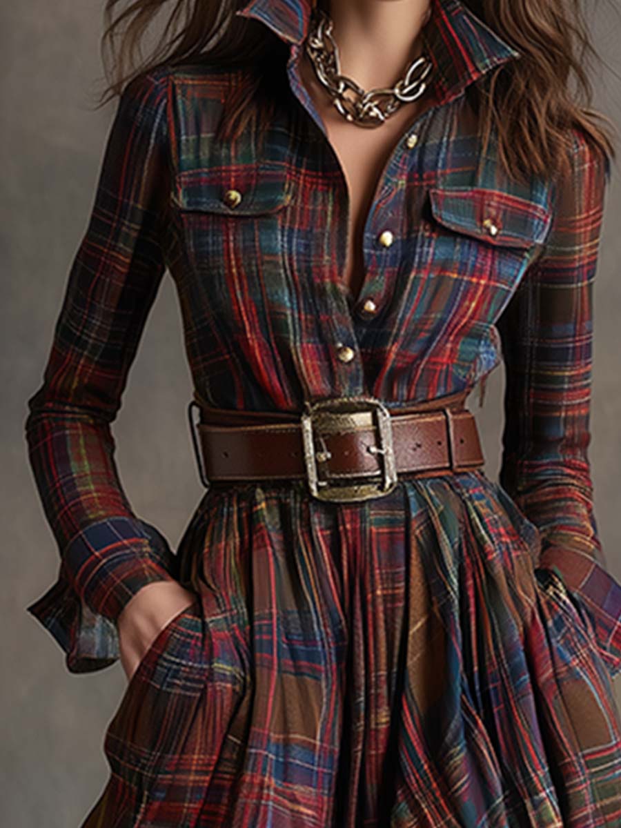 Sara | Abito camicia con gonna svasata