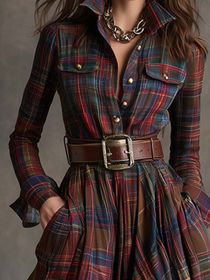 Sara | Abito camicia con gonna svasata